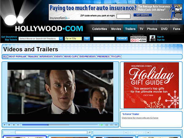Hollywood.com - Videos and Trailers Page